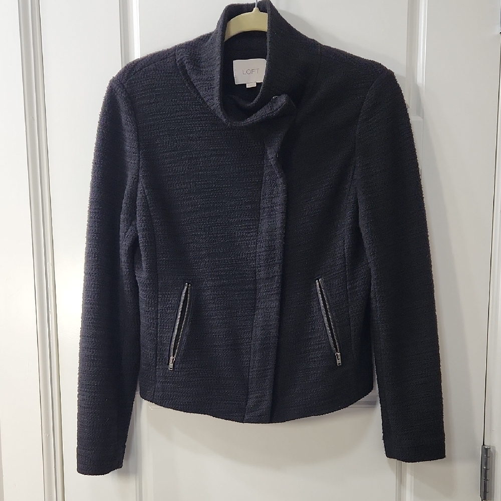 LOFT Women's Boucle Black Blazer Size 4